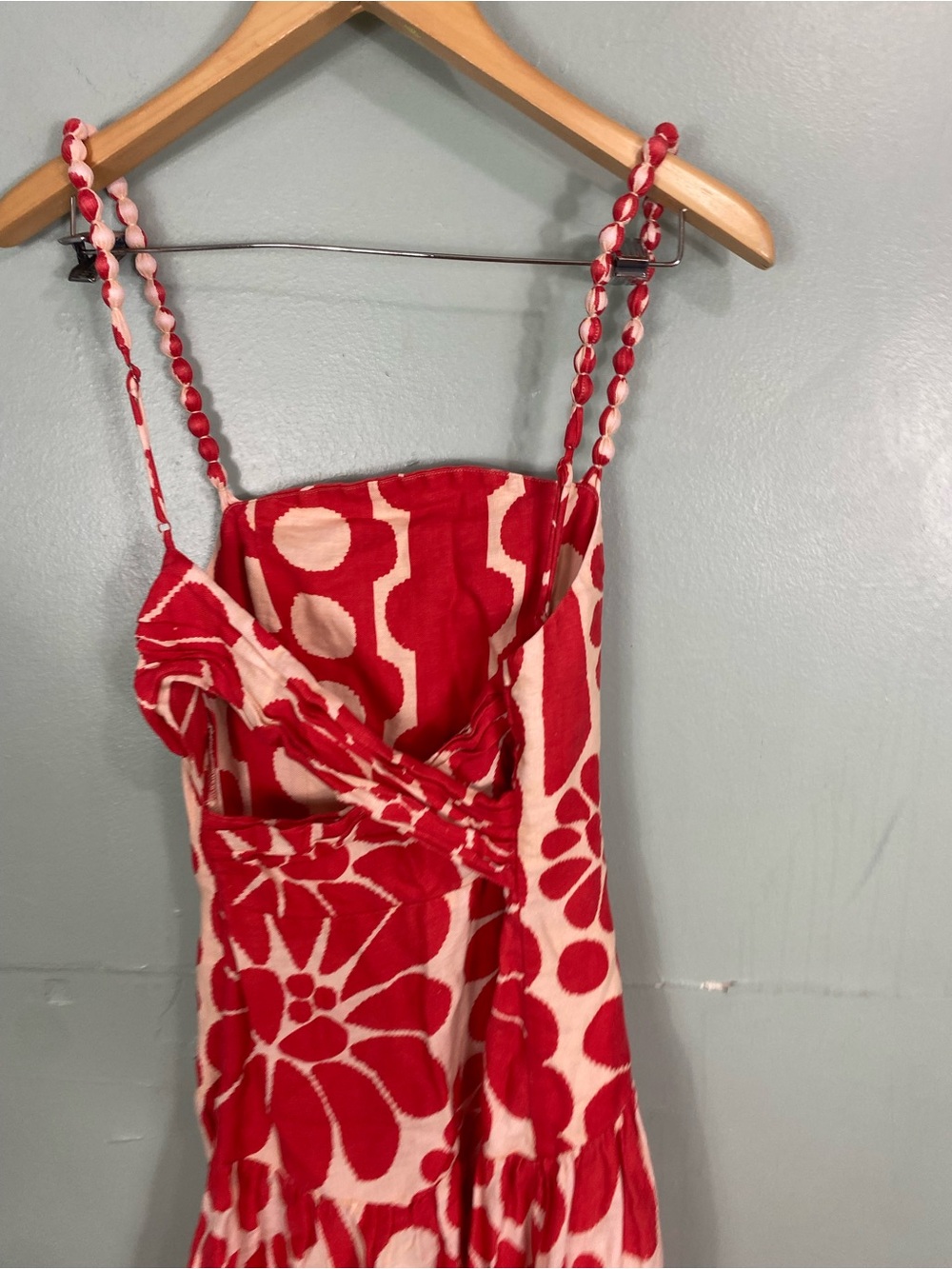 Farm Rio Palermo Linen Midi Dress Red Sundress Floral Size Small - Picture 5 of 6